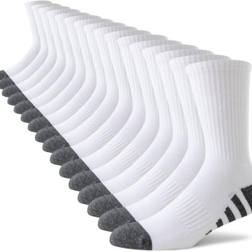 8 Pairs Mens Crew Work Cushion Socks Long Athletic Running Socks Workout Breathable Socks
