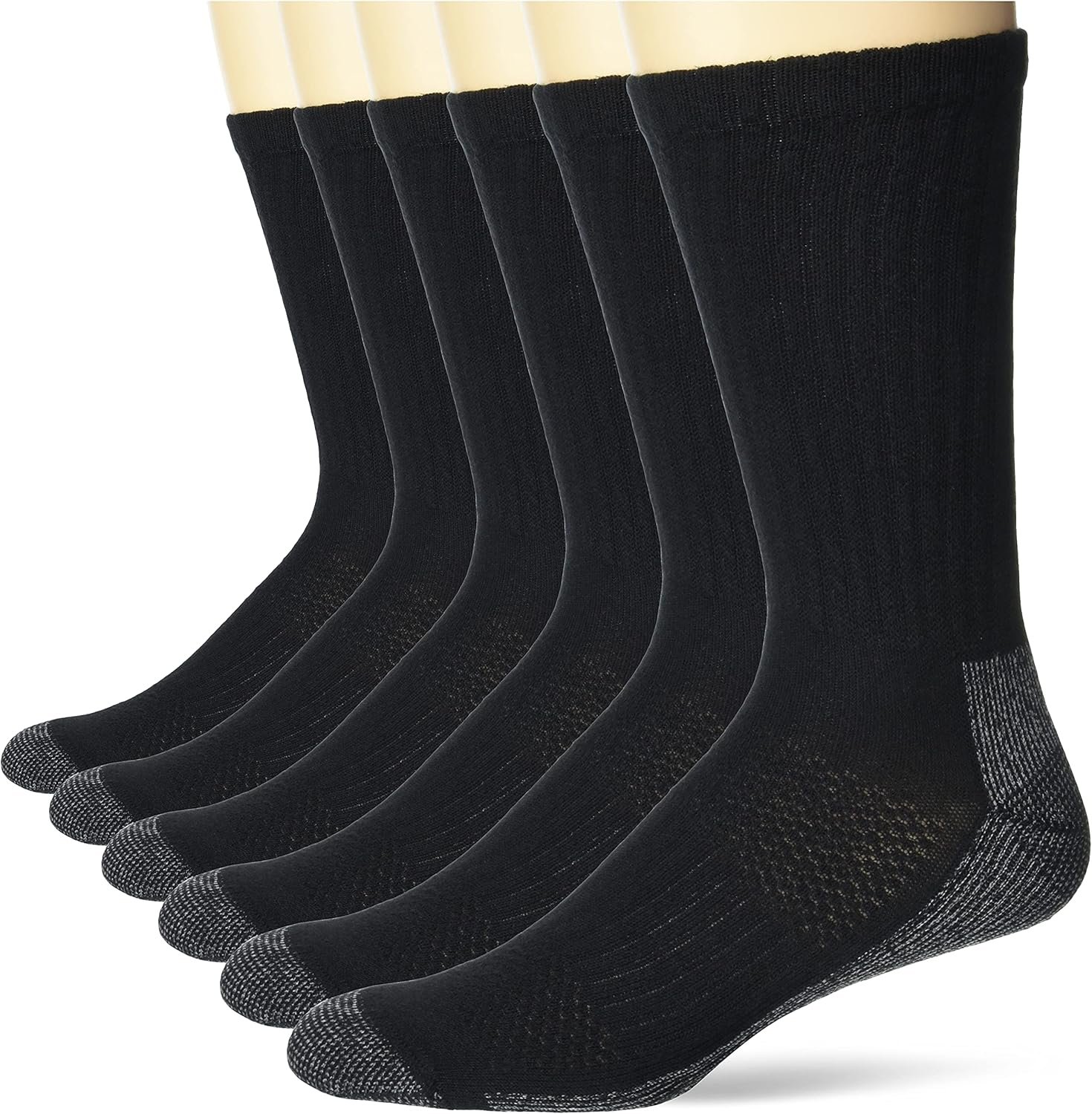 Men's Work Socks, Cushioned Crew Socks, Moisture-Wicking Socks & Odor Control, Black & White, 6 & 12 Pack Available