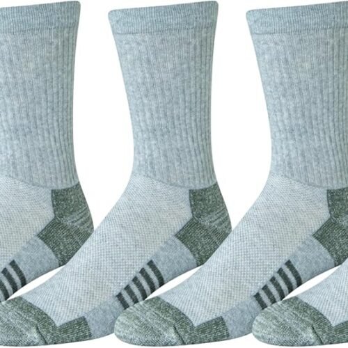 Men's Performance Cotton Moisture Control Socks, Athletic Crew, Breathable, 6 Pairs