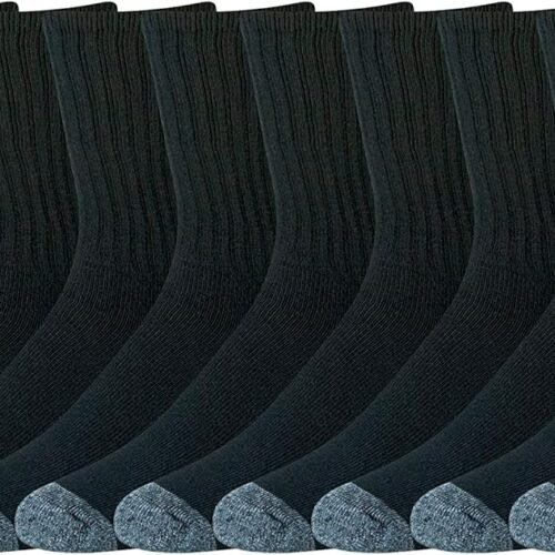 Men's Cotton Crew Athletic Socks with Cushioned Sole, 10 Pairs